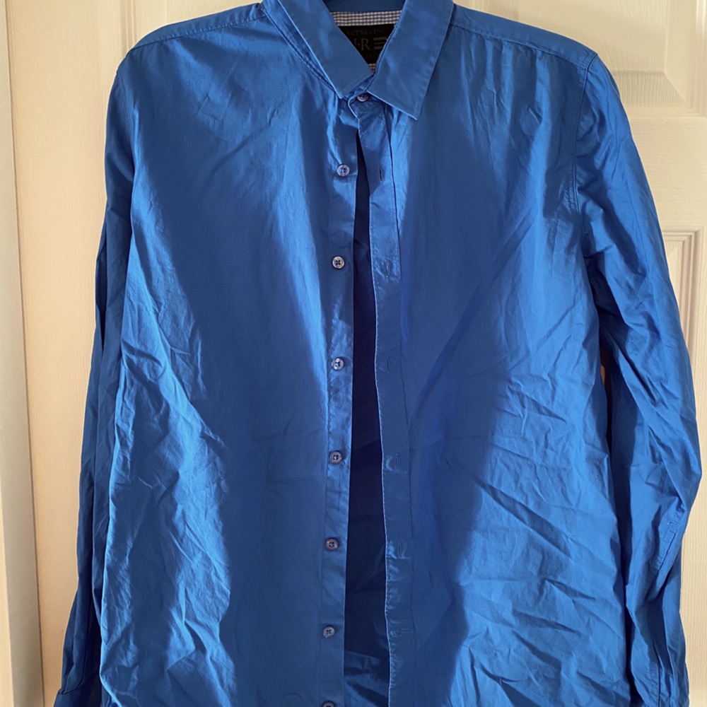 No Retreat blue shirt worn 3 hours need next size